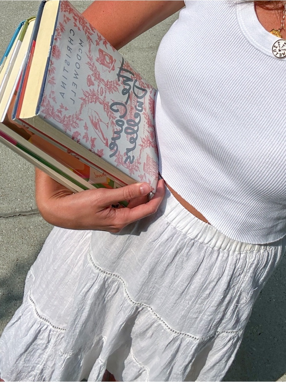 Anthropologie White Tiered Midi Skirt